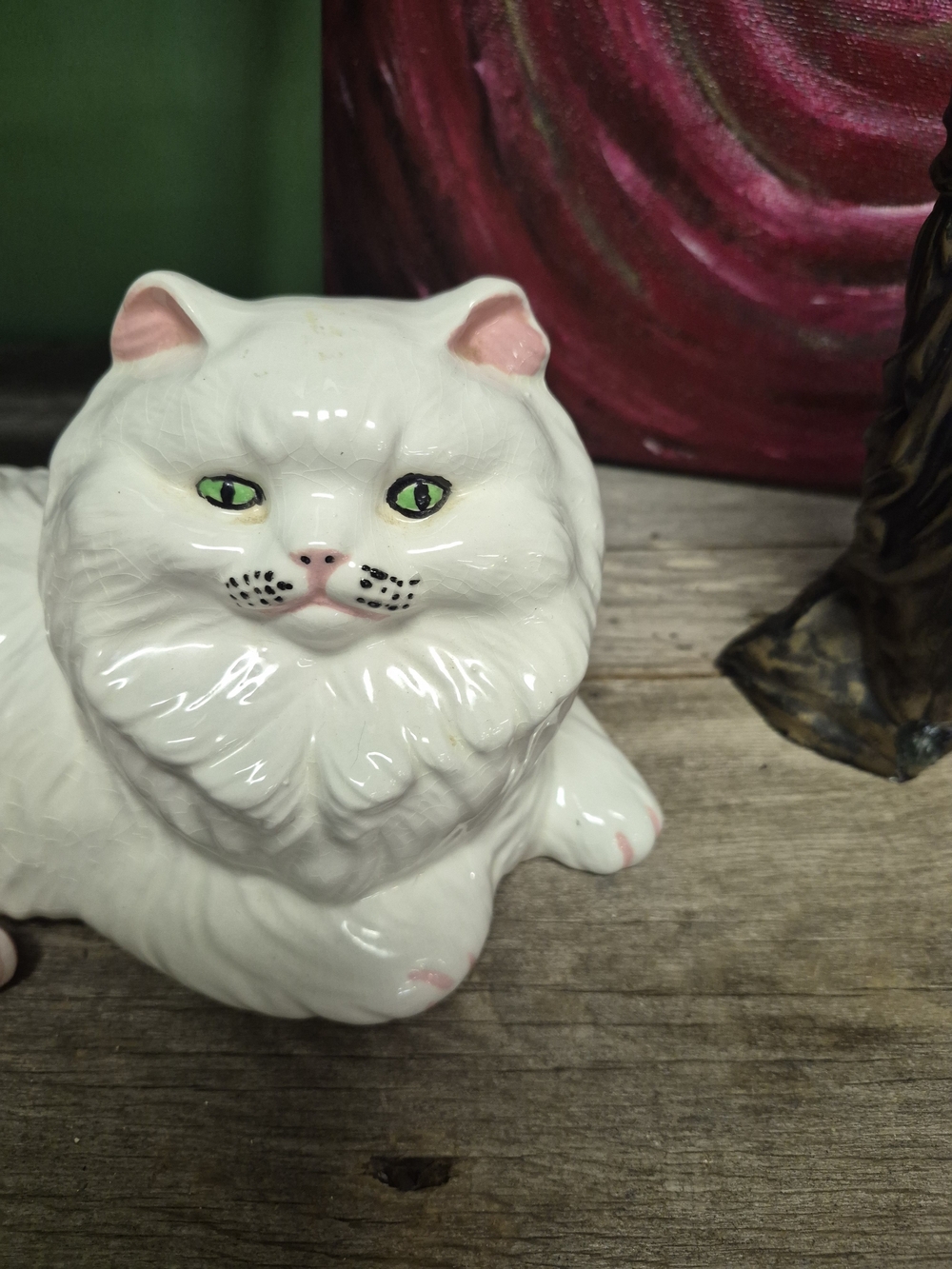 White Ceramic Persian Cat Figurine - Decorative Cat Statue - Picture 2 of 4